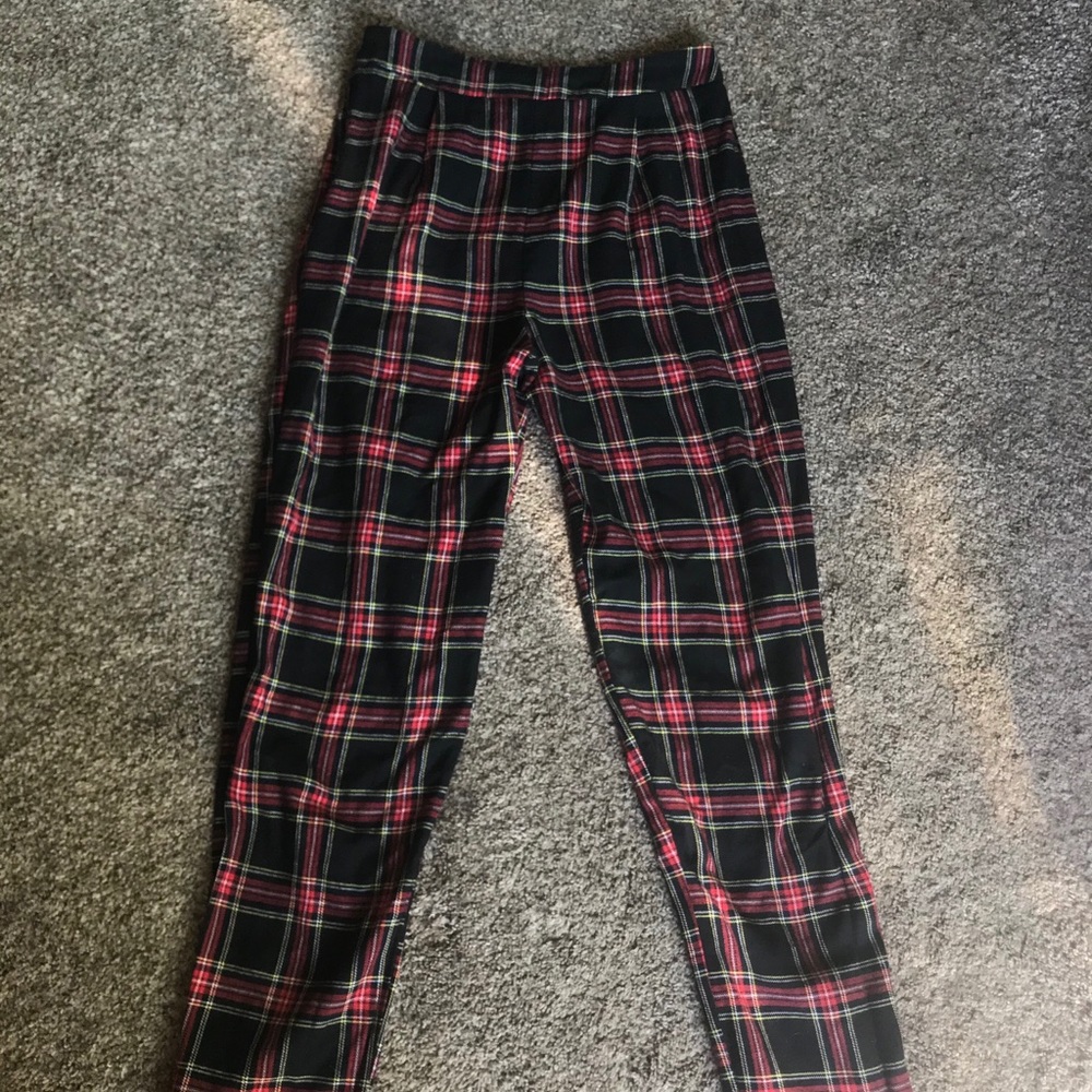 Red and black plaid pants